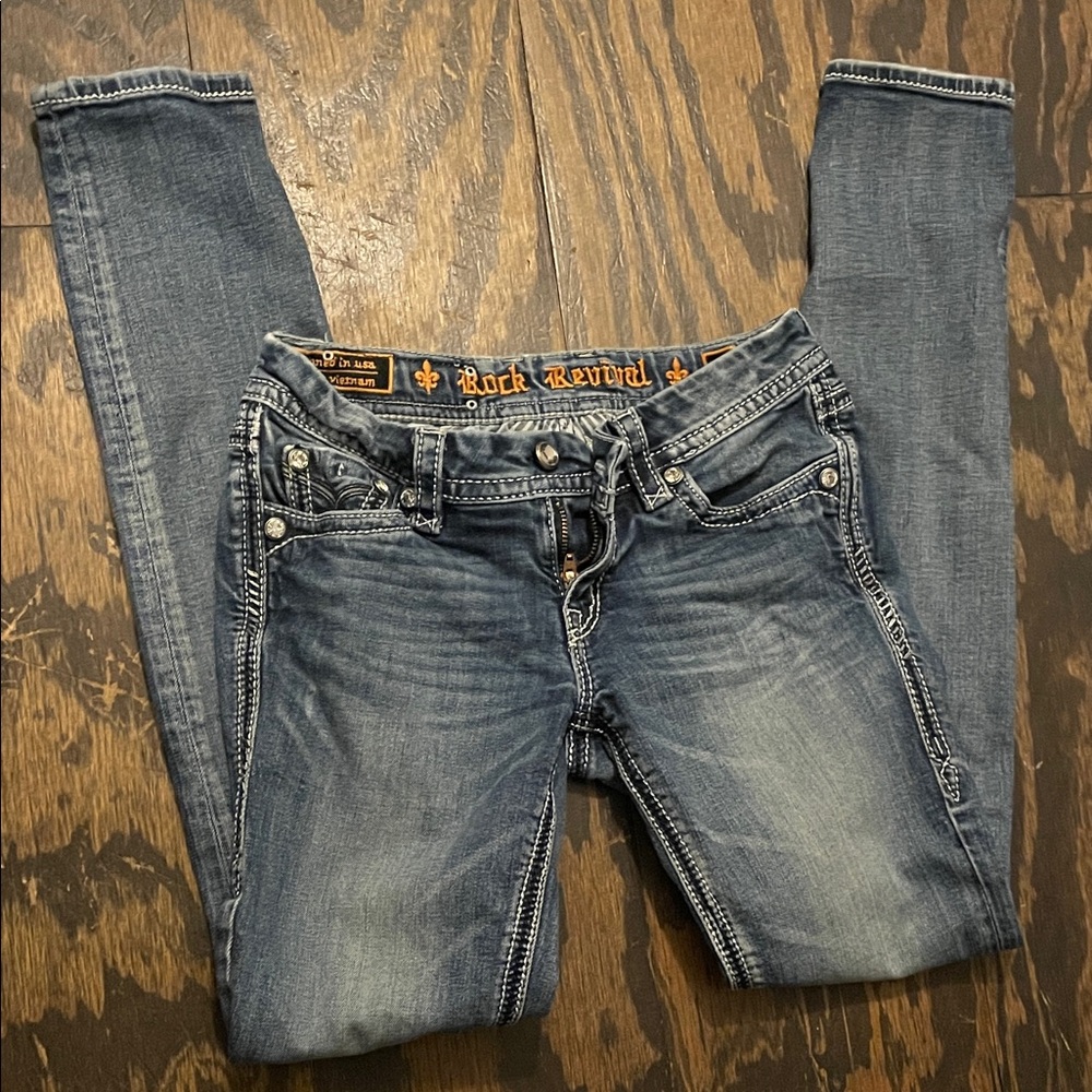 Rock Revival Women's Distressed Blue Skinny Jeans